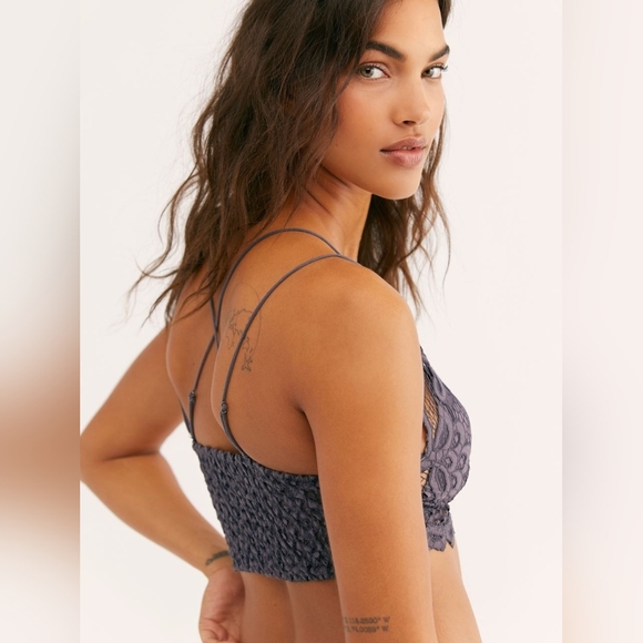 Free People Adella Bralette Charcoal Size Large - Picture 2 of 12